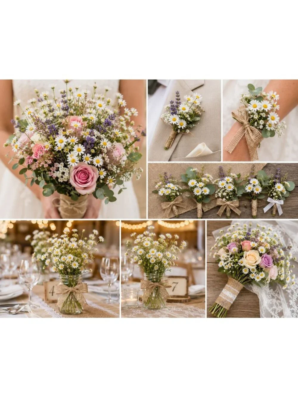 10 Artificial Daisy Stems White Daisy Spray Faux Wildflowers Small Daisy Flowers